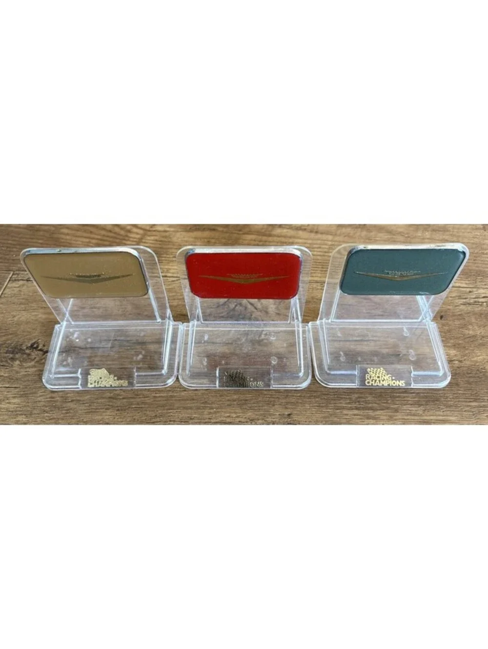 Racing Champions Cadillac Emblems & Display Stands Red, Green, Gold